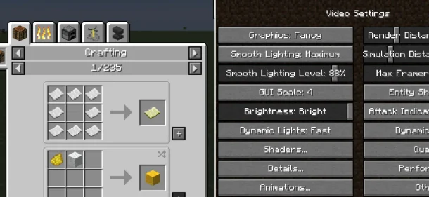 Крафт и настройки