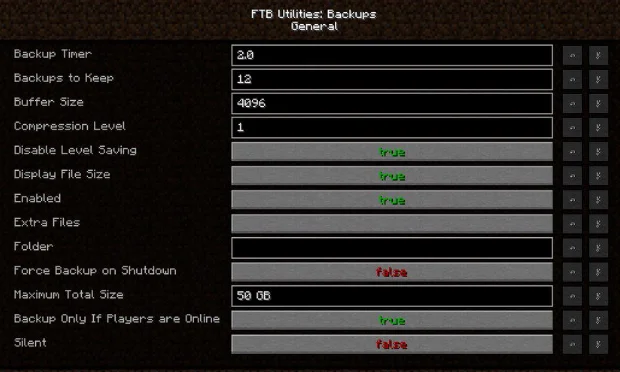 Настройка мода FTB Backups