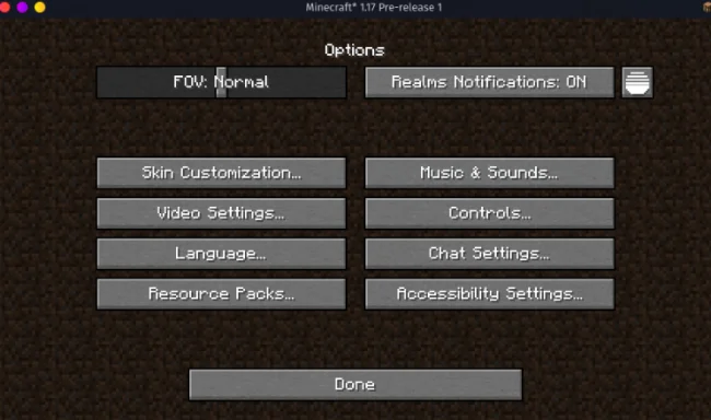 Настройки мода