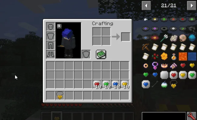 Сердца в инвентаре