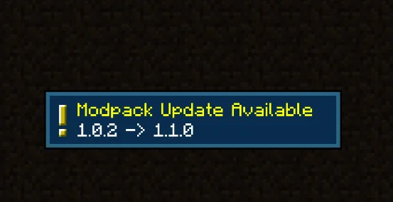 Меню обновлений мода Modpack Update Checker