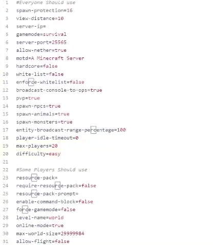 Код настройки мода Default Server Properties