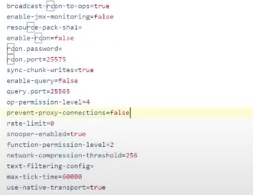 Необязательные команды для использования мода Default Server Properties