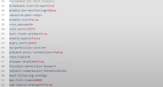 Обязательные команды для использования мода Default Server Properties