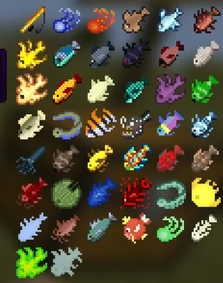 Все предметы из мода Advanced Fishing