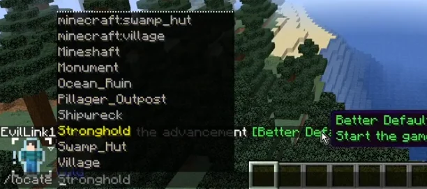 Команда из мода Village Spawn Point для перемещения