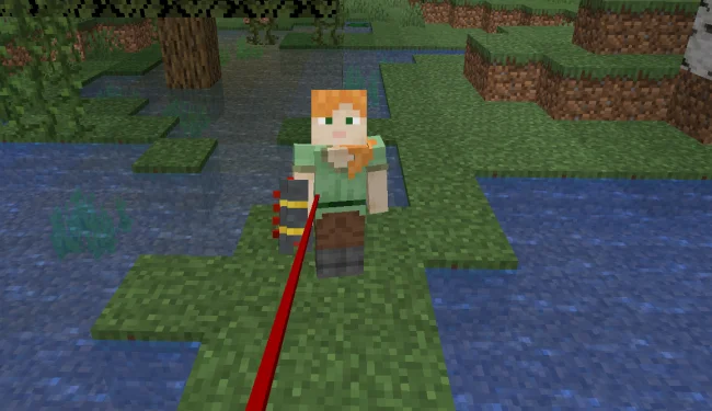 Пример работы гарпуна из мода Advanced Hook Launchers