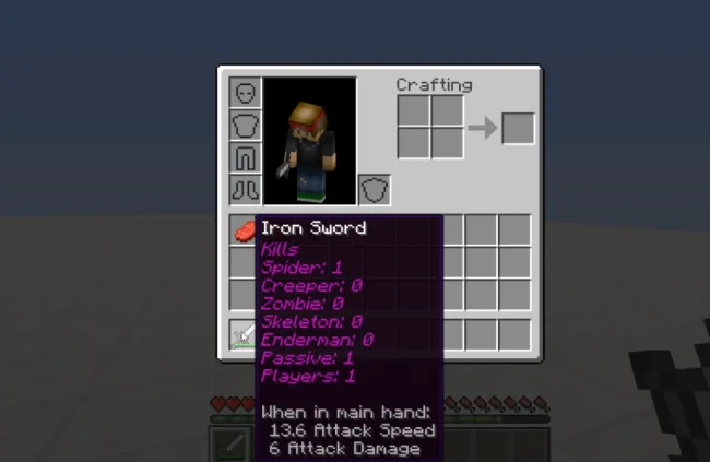 Информация о мече из мода Tool Stats