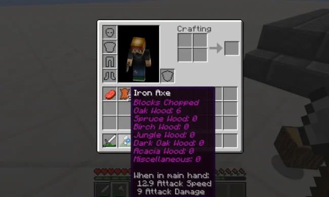 Информация о топоре из мода Tool Stats