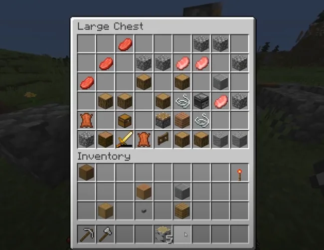 Неотсортированный инвентарь из мода Inventory Sorting