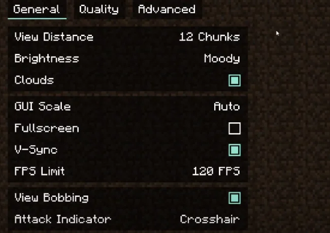 Интерфейс настроек мода Phosphor