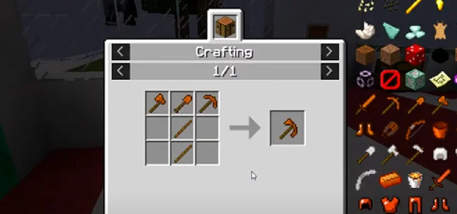 Крафт на инструмент из мода Miners Delight