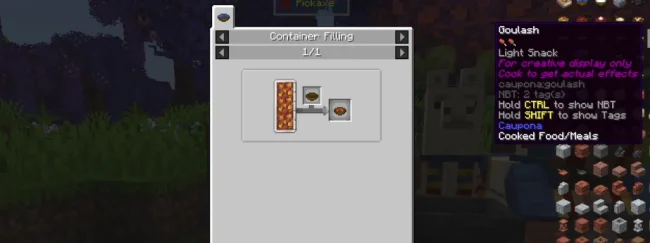 Процесс приготовления еды с модом Caupona