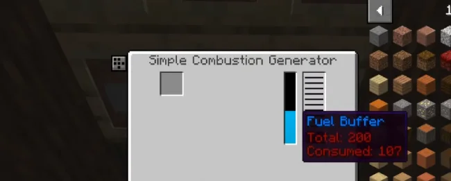 Меню настройки генератора из мода Simple Generators