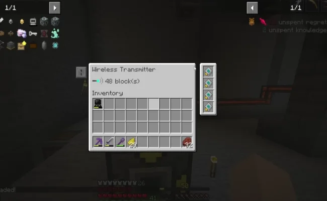 Меню блоки из мода The Weirding Gadget