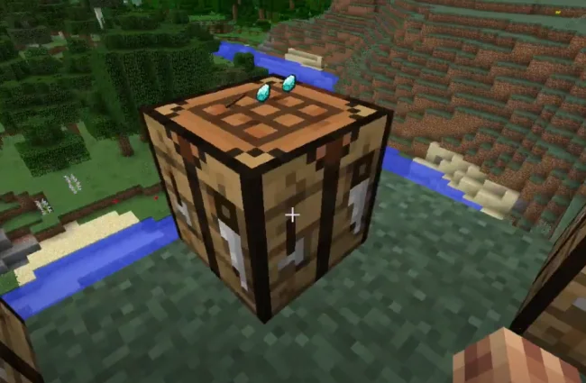 Крафт на алмазный меч на верстаке из мода RealBench