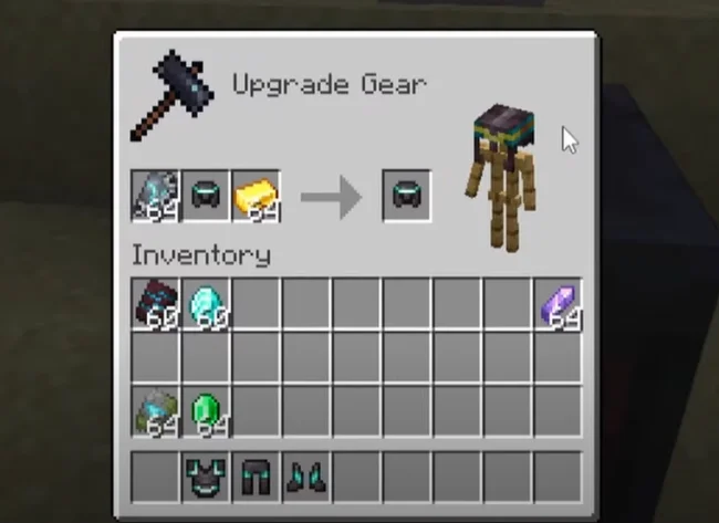 Процесс улучшения брони с модом More Armor Trims