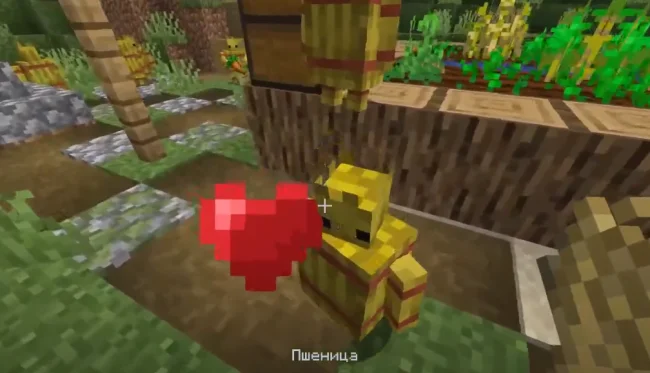 Процесс приручения голема из мода Straw Golem Rebaled