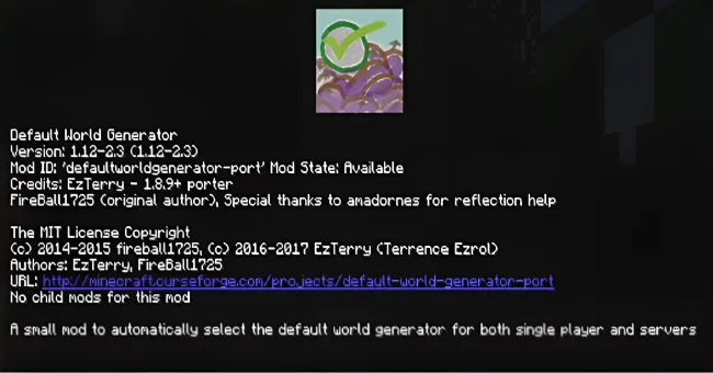 Информация о моде Default World Type