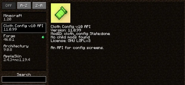 Информация о моде Cloth Config API