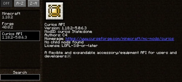 Информация о моде Curios API