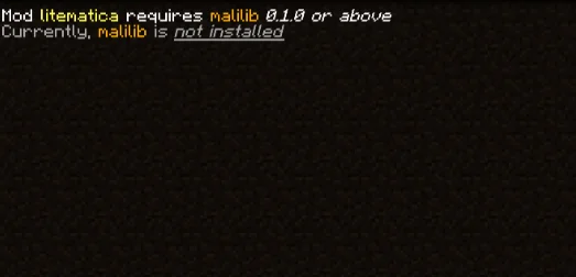 Окно при отсутствии мода MaLiLib