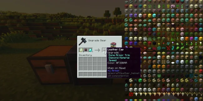 Процесс добавления украшений на броню из мода TrimsEffects