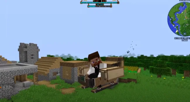 Процесс полета на дирижабле из мода ViesCraft Machines