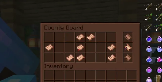 Меню заданий с доски из мода Bountiful