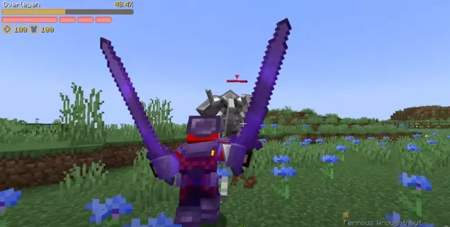 Процесс обороны двумя мечами из мода Dual GreatSword