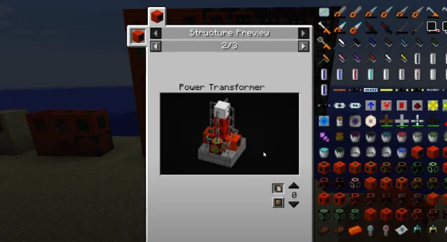 Меню создания механизма из мода Modular Machinery