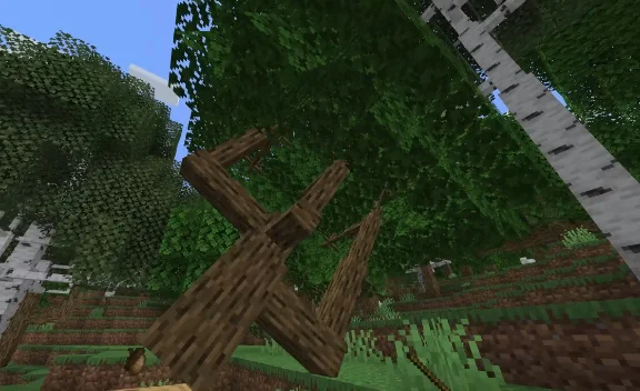 Падающее дерево с модом PandaLib