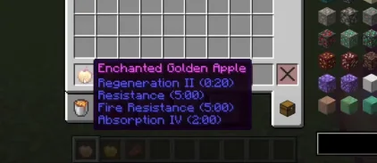 Информация из мода Food Effect Tooltips об эффекте зачарованного золотого яблока