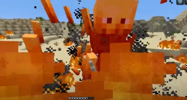 Бой с огненным мобом из мода Old Mutant More