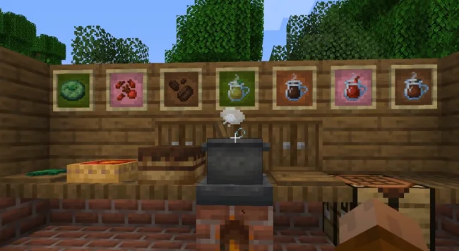 Процесс приготовления еды с модом Farmers Respite