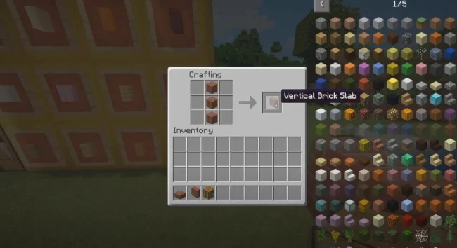 Крафт на блок из мода Vertical Slabs Compat