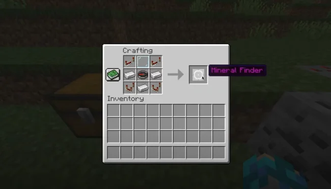 Крафт на компас для поиска минералов из мода Advanced Finders