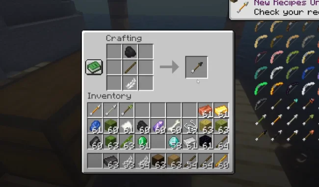 Крафт на обсидиановую стрелу из мода More Bows and Arrows