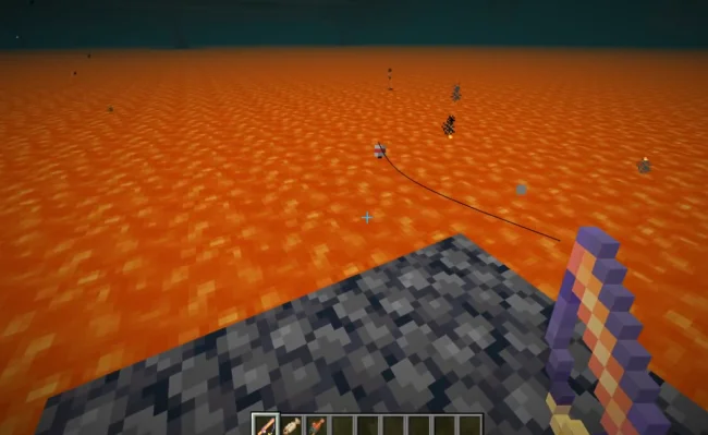 Процесс ловли рыбы в лаве с модом Go Fish