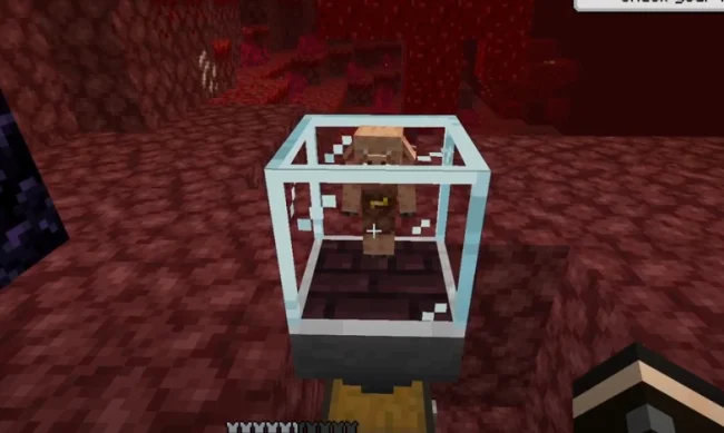 Пиглин в блоке из мода Easy Piglins