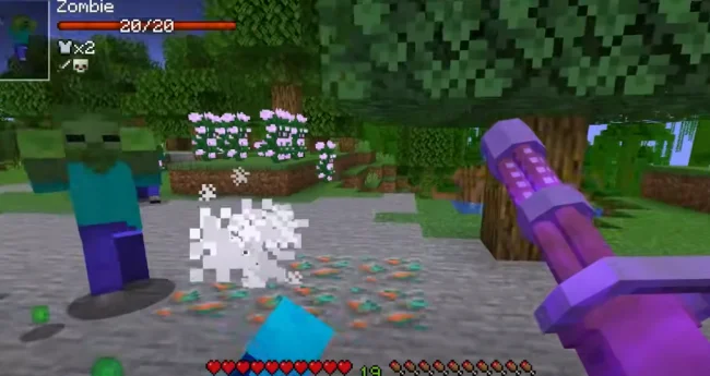 Процесс боя против зомби с пулеметом из мода MrCrayfishs Gun