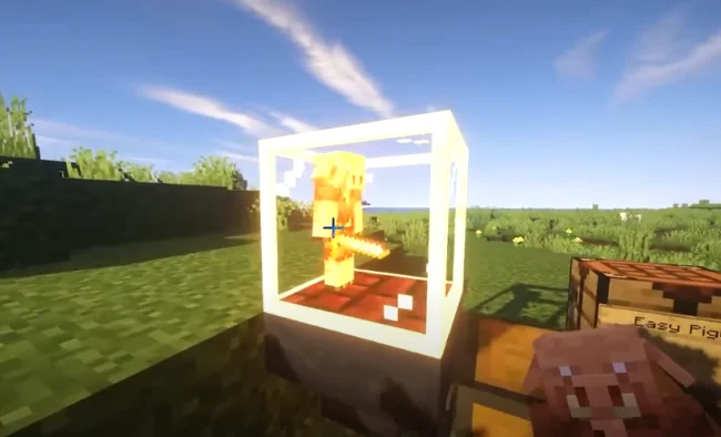 Пиглин в блоке из мода Easy Piglins