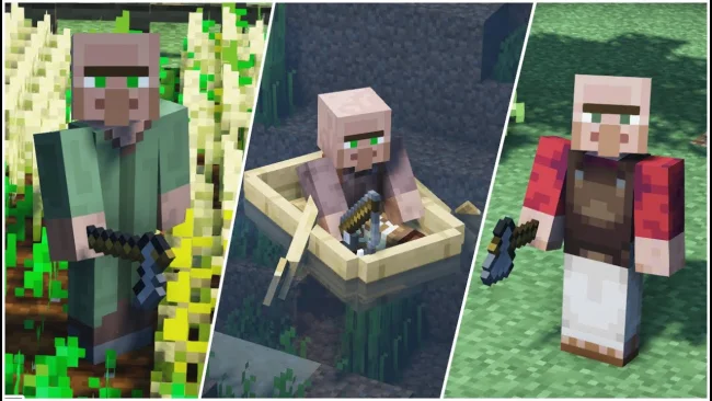 Мод на мобов для Майнкрафт 1.20.1 (Miner Villager)