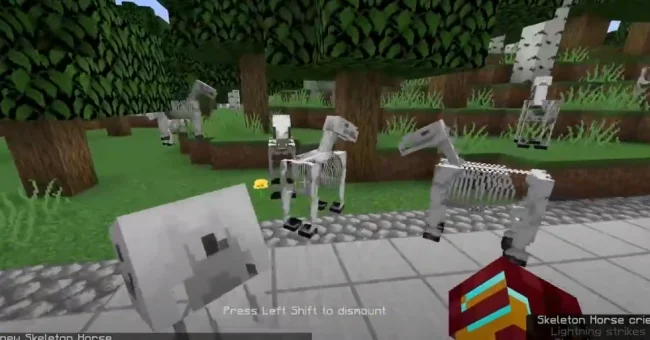 Процесс поездки на лошади из мода Skeleton Horse Spawn