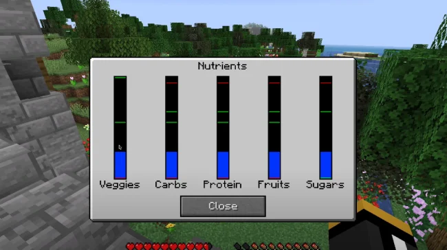 Меню ценности продукта из мода Nutritional Balance