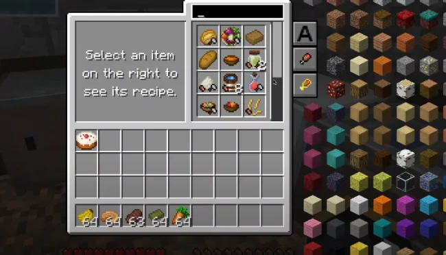 Процесс выбора сбалансированной пищи с модом Nutritional Balance