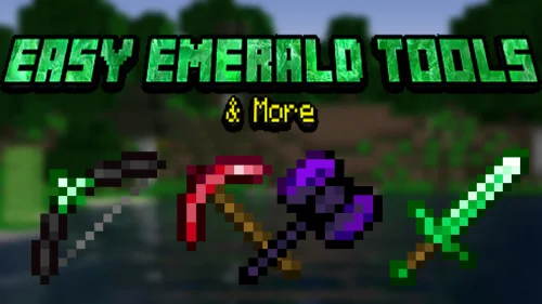 Мод на оружия для Майнкрафт 1.21.1 / 1.20.6 (Easy Emerald Tools and More)