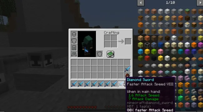 Характеристики меча из мода Speed Enchantment