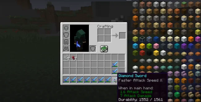 Характеристики меча без мода Speed Enchantment