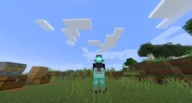 Лошадь в алмазной броне из мода Craftable Horse Armour and Saddle